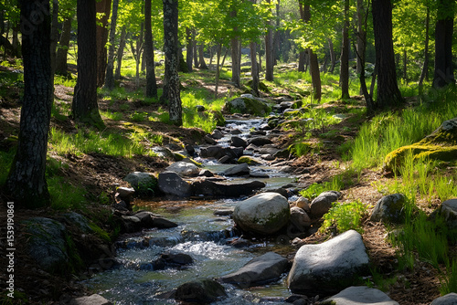 Wallpaper Mural stream in the forest Torontodigital.ca