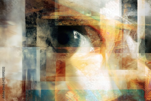 An abstract composition fea...