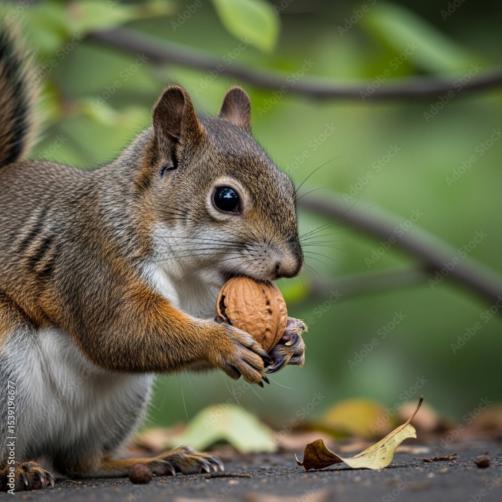Obraz premium squirrel eating nut