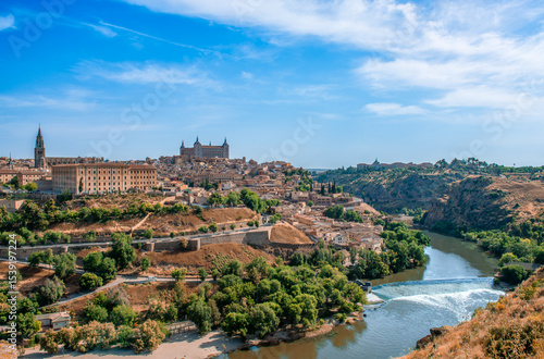 Panorama of Toledo with the Tagus river, in central Iberia, Spain.