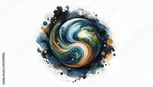 Fototapeta Naklejka Na Ścianę i Meble -  Abstract earth watercolor painting globe art illustration design