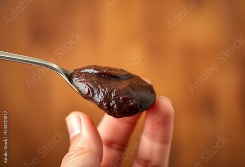 Spoonful of dark, rich black bean brownie batter