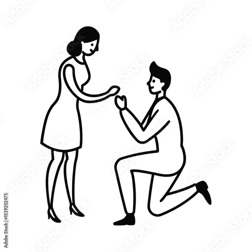 Wallpaper Mural Romantic couple posing for a marriage proposal illustration Torontodigital.ca