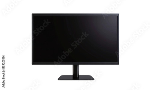 Tv or monitor with blank black screen isolated on transparent background.