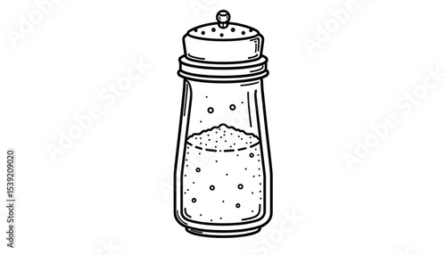 A detailed illustration of a salt shaker in a classic line art style
