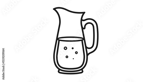 Water pitcher illustration filled with water on a white background
