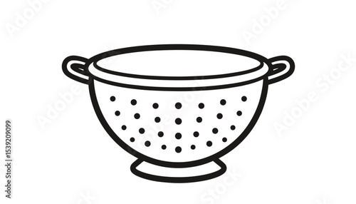A simple illustration of a colander in a clean line art style
