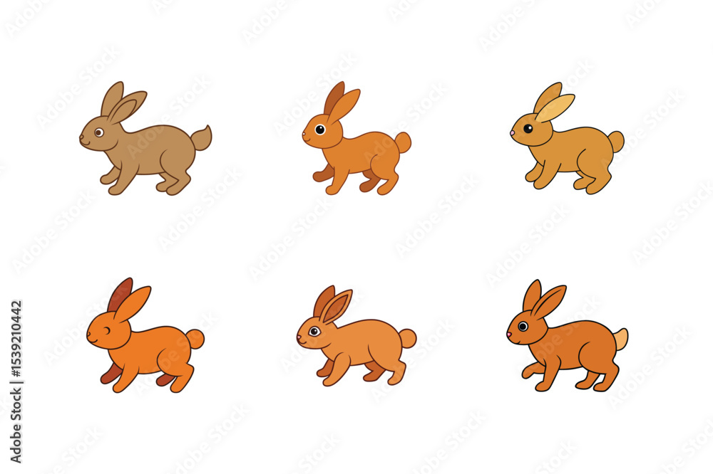 Fototapeta premium Hare flat color different bundle design