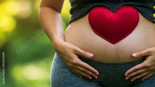 Wallpaper Mural A woman with a heart shape belly, showing her pregnancy bump. Torontodigital.ca