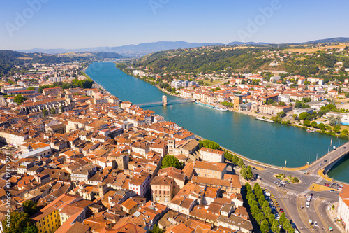 Fototapeta Naklejka Na Ścianę i Meble -  Rd roofs of town in Rhone region. Vienne. France