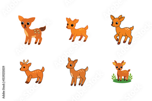 Different dear flat color bundle design