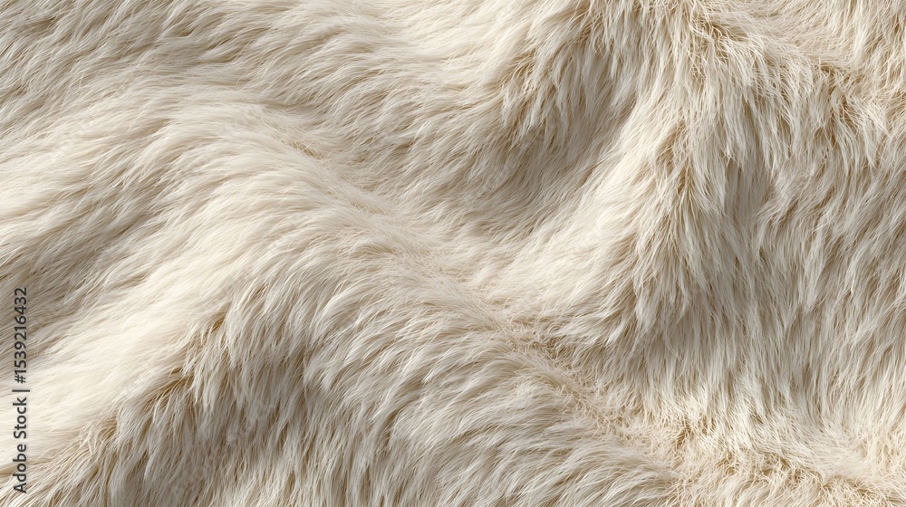 Obraz premium Close-up of cream-colored soft fluffy fur texture, cozy fabric detail, plush material background, tactile surface