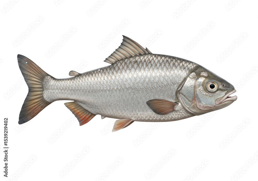 Obraz premium Isolated Silver Fish with Orange Fins
