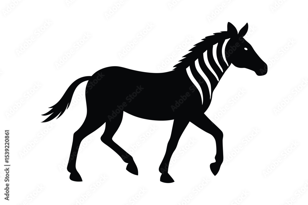 Silhouette of a zebra trotting through the plains vector illustration. Silhouette of a zebra trotting through the plains vector illustration.