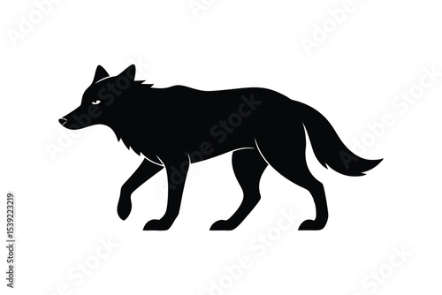 Silhouette of a wolf stalking its silent prey vector illustration.