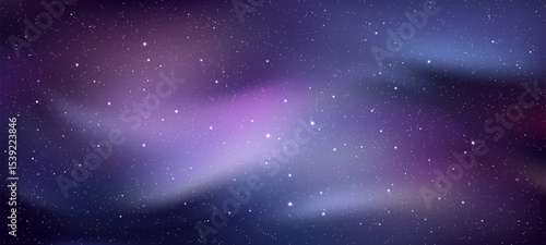 Vector background of galaxy and night sky with stars. Cosmic nebula with stardust. Astrological wallpaper for astronomy and universe concept.