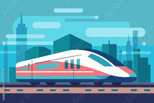 City train speeding across a bridge, a symbol of modern transportation and travel
