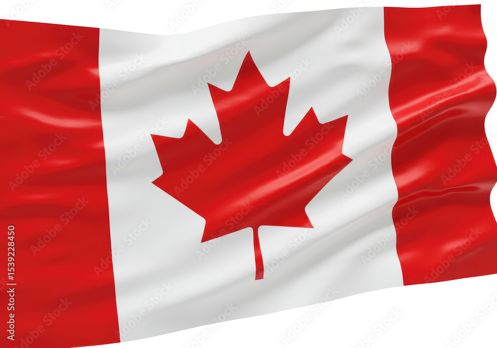 Isolated Patriotic Canadian Flag Waving in the Wind Isolated Patriotic Canadian Flag Waving in the Wind