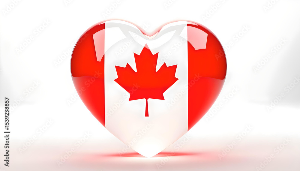 Obraz premium Heart shape with Canadian flag design on white background 