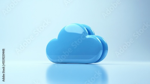 Blue cloud icon on light blue background