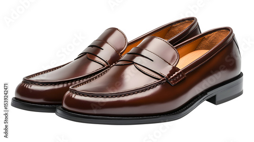 Wallpaper Mural Elegant brown leather penny loafers pair showcasing classic footwear design and high quality craftsmanship isolated on white Torontodigital.ca