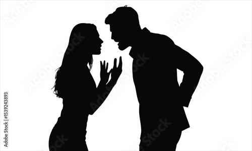 Silhouette of a couple arguing intensely