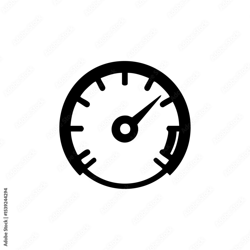 Minimalist icon of a speedometer showing high speed near redline.
Minimalist icon of a speedometer showing high speed near redline.