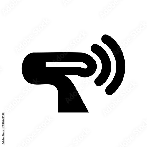 Vector logo of a speed radar gun with velocity wave signals in black icon style.

