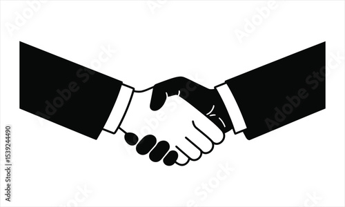 Simple black and white handshake icon illustration