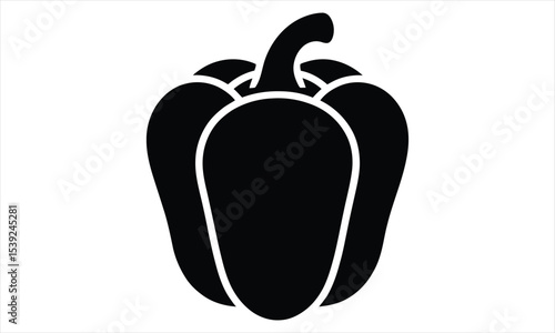 Simple black bell pepper icon graphic