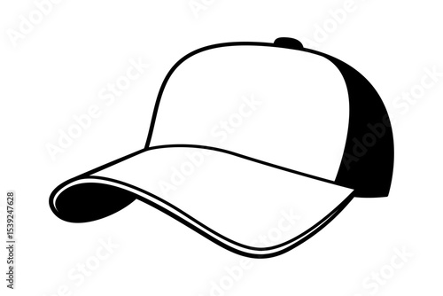 Black and white baseball cap vector mockup. Clipart image isolated on background.