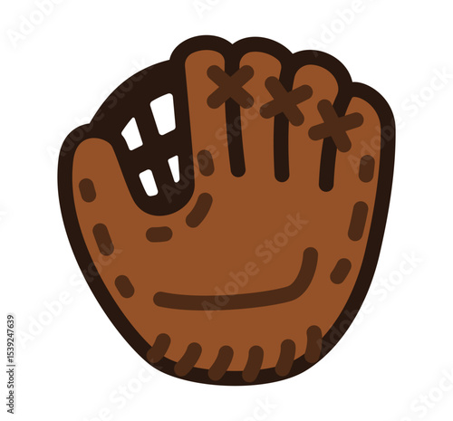 Brown baseball glove illustration_flat design style. Clipart image isolated on background.