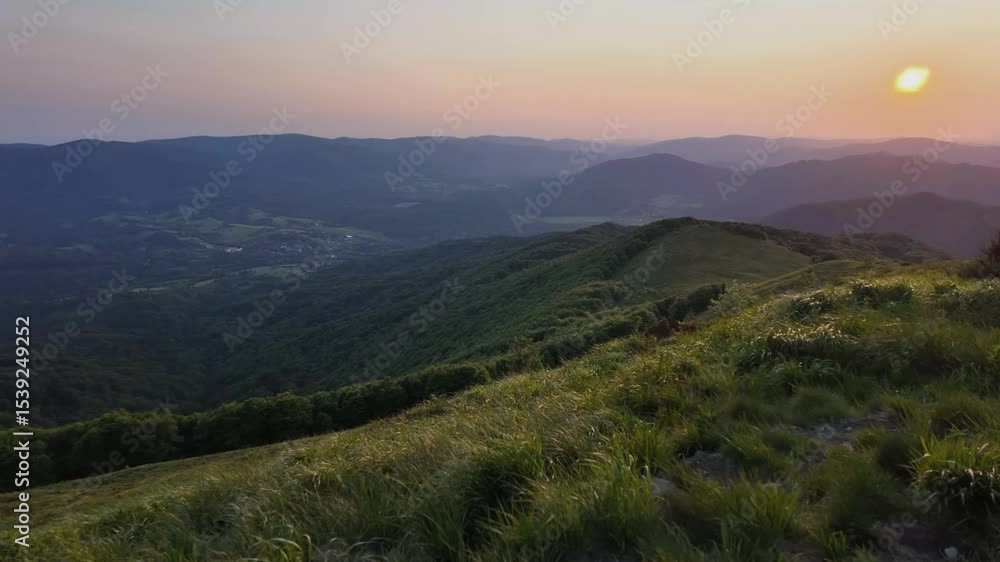 Sunset Timelapse from Smerek Peak in the Bieszczady Mountains, Poland Sunset Timelapse from Smerek Peak in the Bieszczady Mountains, Poland