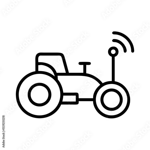 Autonomous tractor icon with wireless communication symbol for smart farming technology