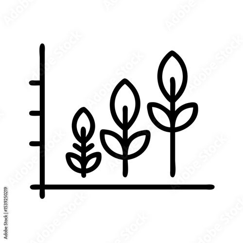 Crop yield analytics icon with growing plants for smart farming technology