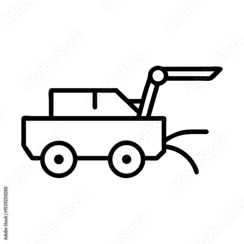 Combine harvester with AI technology icon for smart farming applications
