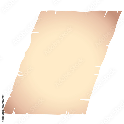 A papyrus page with worn, burnt edges and copy space. Vector illustration for recipe, poetry, template. Gradient