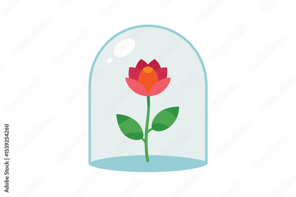 Obraz premium Enchanted Flower Under Glass Dome A Botanical Illustration