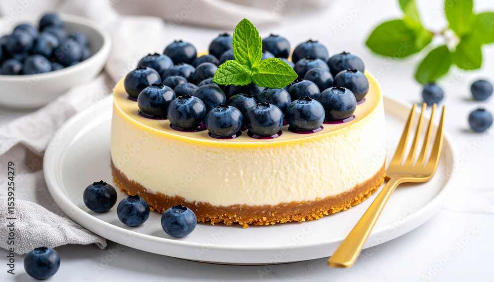 Fresh Blueberry Cheesecake with Mint – Summer Dessert Fresh Blueberry Cheesecake with Mint – Summer Dessert