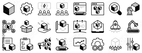 Icons in two tones about product development