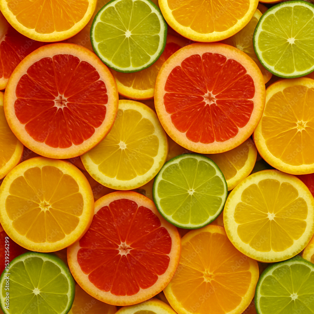 Fototapeta premium Colorful Assortment of Citrus Slices in Latin American Style