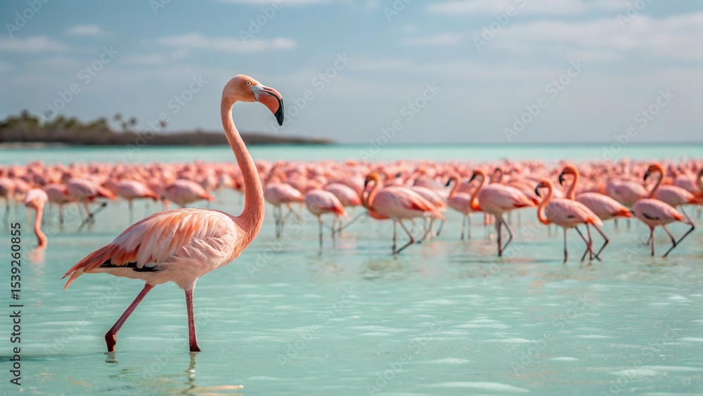 Obraz premium pink flamingos in the Beach