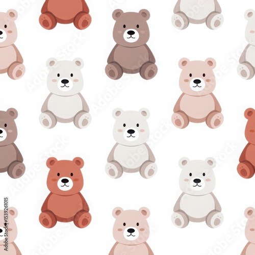 Wallpaper Mural Whimsical Teddy Bear Pattern for Children's Textile Design and Nursery Inspirations Torontodigital.ca