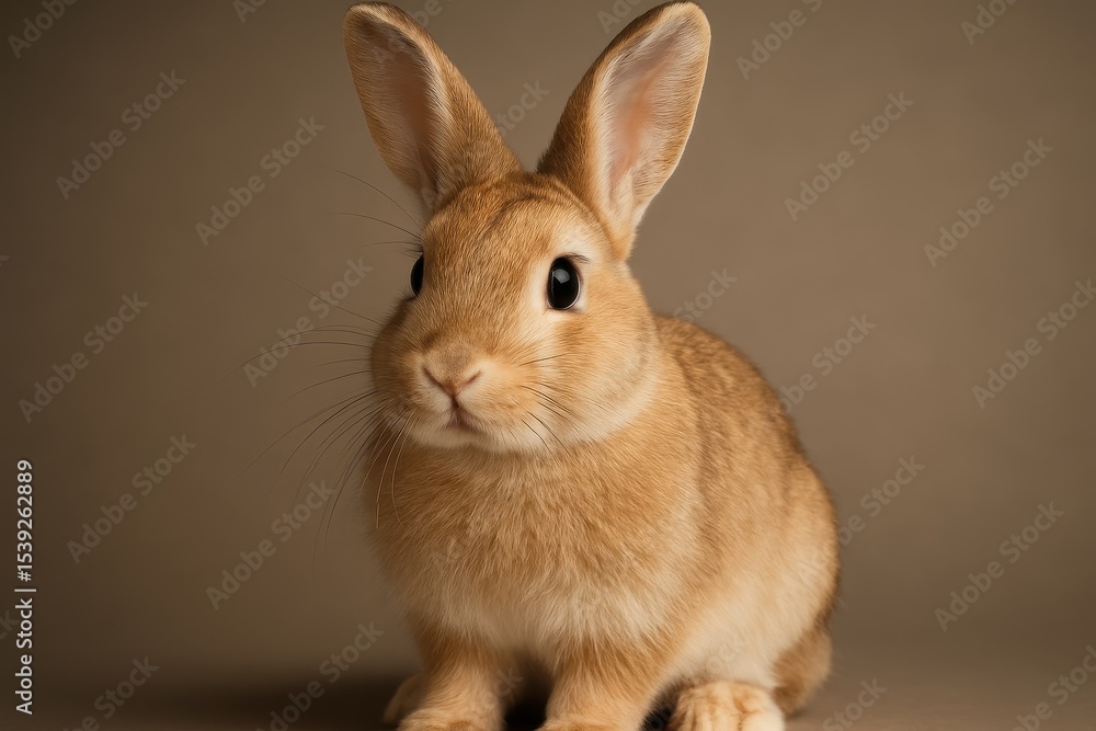Obraz premium Adorable white bunny rabbit sitting peacefully in studio photography against clean white background