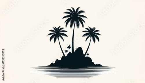 tropical island with palm trees