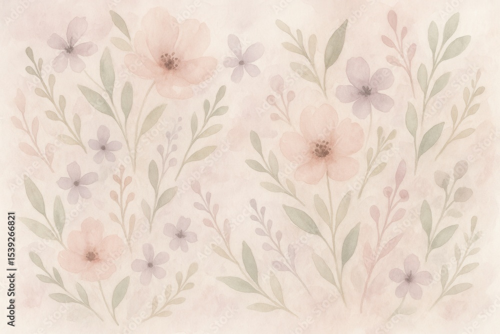 custom made wallpaper toronto digitalWatercolor floral wallpaper with delicate botanical patterns in soft pastel tones