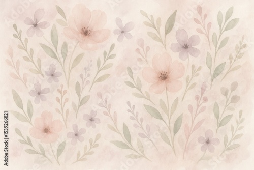Wallpaper Mural Watercolor floral wallpaper with delicate botanical patterns in soft pastel tones Torontodigital.ca