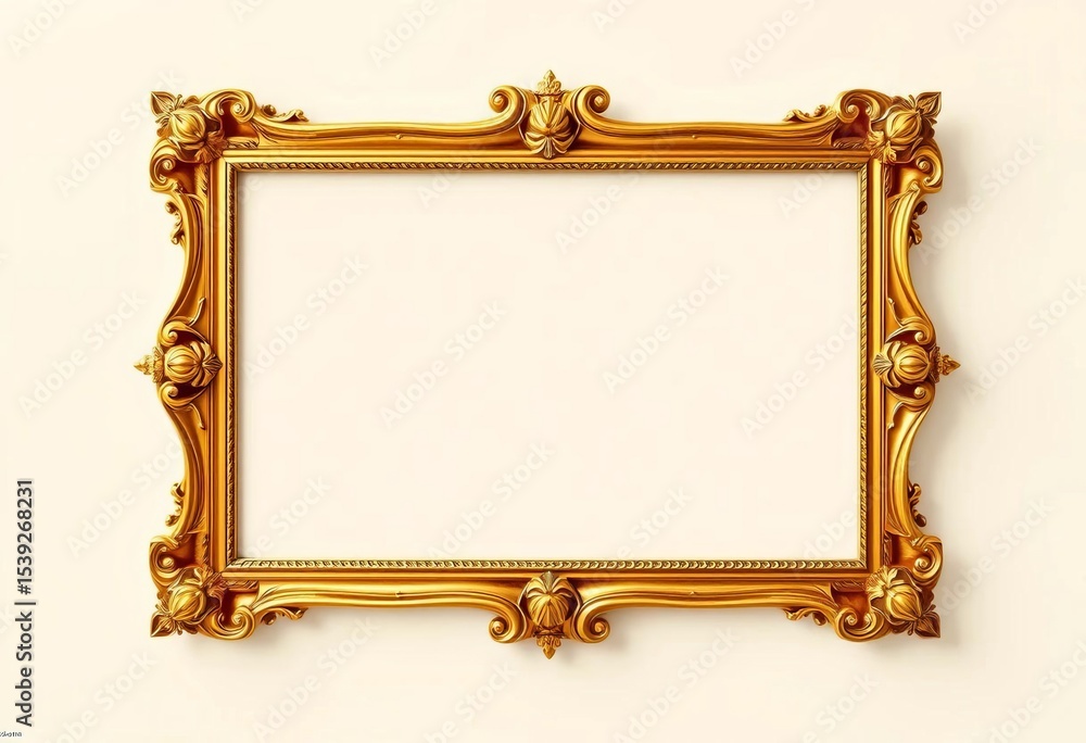 Elegant gold frame adorns a blank ivory card, ready for a message, wedding, stock photo Elegant gold frame adorns a blank ivory card, ready for a message, wedding, stock photo