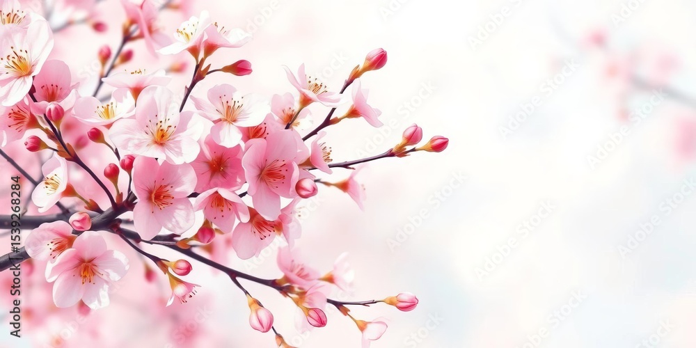 Elegant watercolor spring blossoms, blooming branches & soft pastel background, floral design, pretty Elegant watercolor spring blossoms, blooming branches & soft pastel background, floral design, pretty