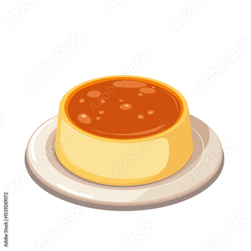 Creme brulee dessert vector, caramelized top on transparent background, ideal for food enthusiasts